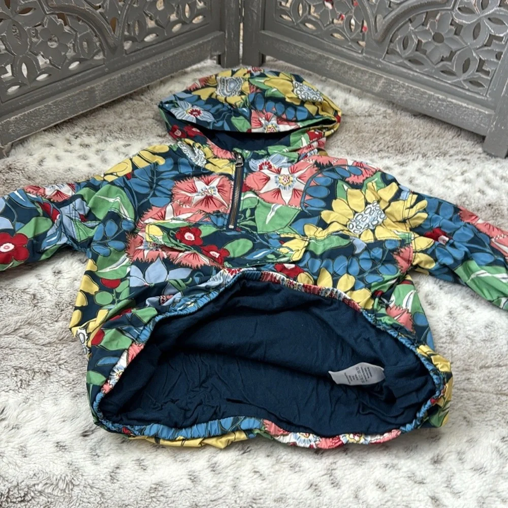 Gymboree raincoat girls medium pastel floral waterproof hoodie jacket school